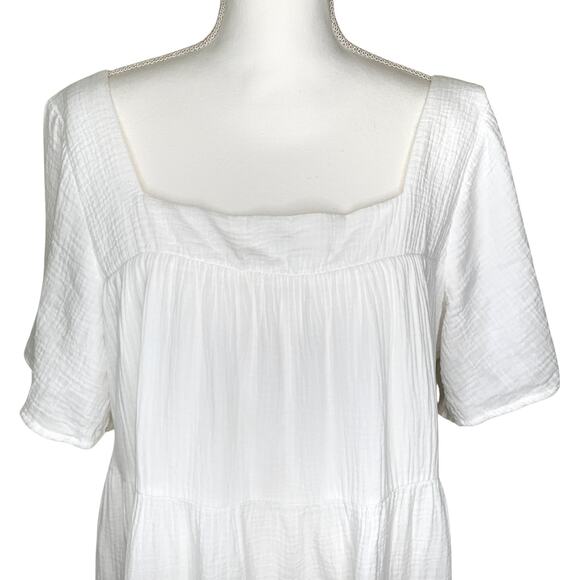Rails Valentina White Cotton Gauze Square Neck Tiered Mini Dress - Picture 8 of 11